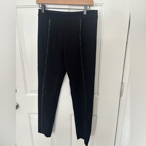 Max Studio size, large black leggings (Pointe) with leather piping